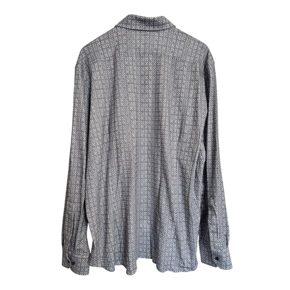 Emanuel Berg Modern 4 Flex Stretch Size XXL 18" Sport Shirt Grey Floral Pattern - Picture 3 of 8